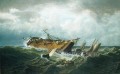 Shipwreck Off Nantucket boat seascape William Bradford